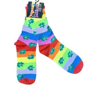 Sumona Woman's Novelty Colorful Striped Design Crew Socks Shamrock 9-11